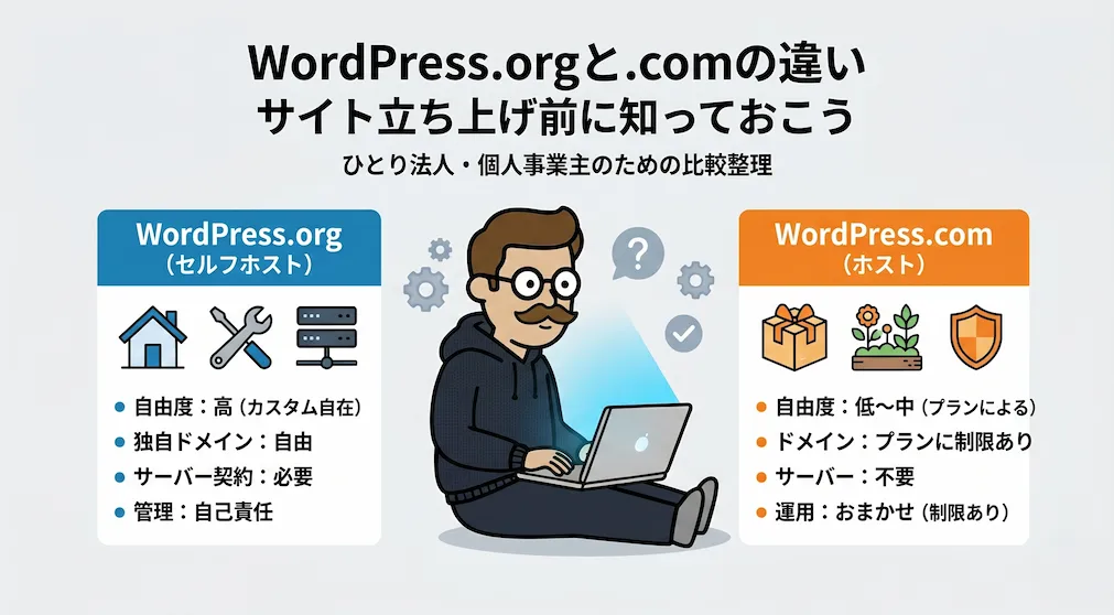 WordPress.orgと.comの違い｜サイト立ち上げ前に知っておこう