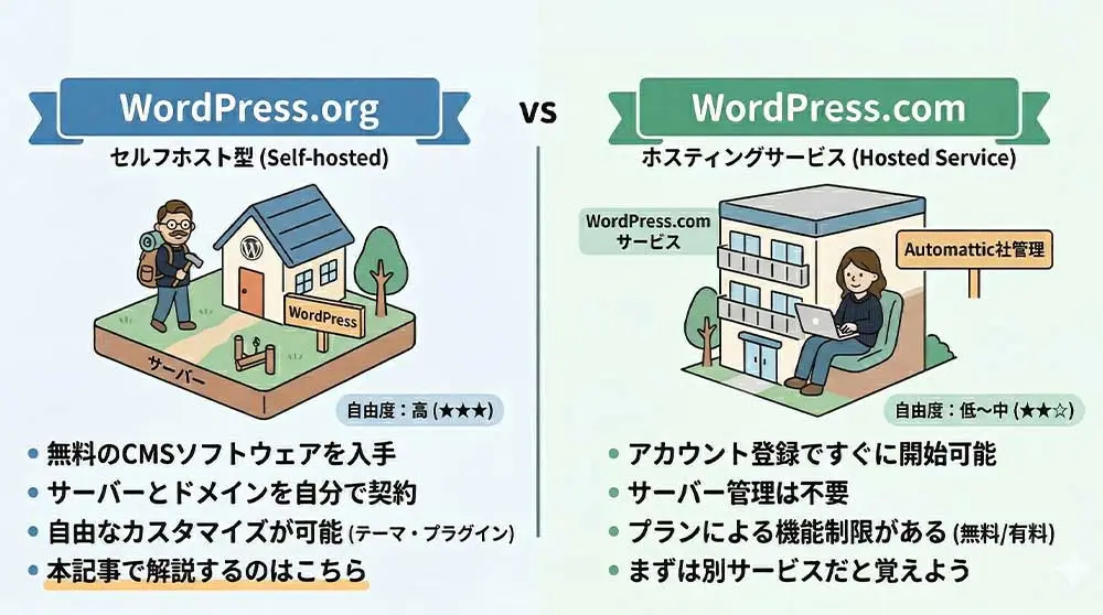 「WordPress.com」と「WordPress.org」の違い